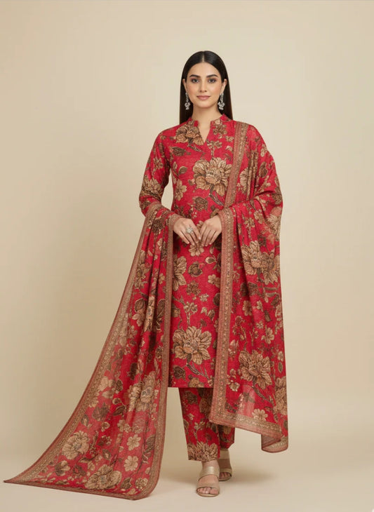 SS- Pink Color Luxery Lawn 3pc Unstiched